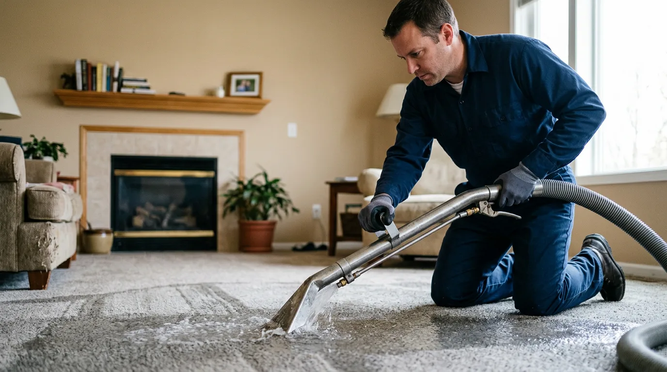Water damage restoration technician working near Chappell Hill, TX